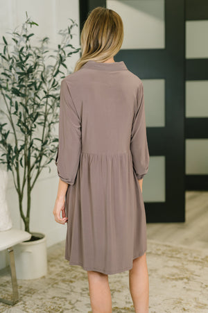 Inspire Collared Neck Dress in Mocha by Dear Scarlett