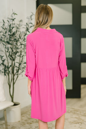 Inspire Collared Neck Dress in Runway Pink by Dear Scarlett