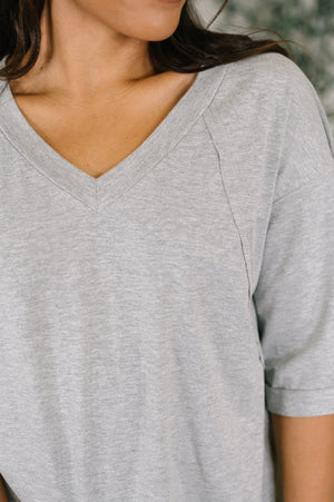 It's All You Oversized Tunic Top in Grey