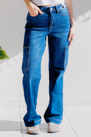 Judy Blue High Waist Cargo Straight Leg Jeans