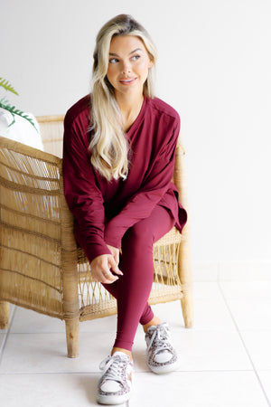 The Kickback Buttery Soft Set in Cabernet by Zenana