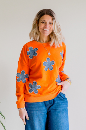 Groovy Denim Bloom Sweatshirt