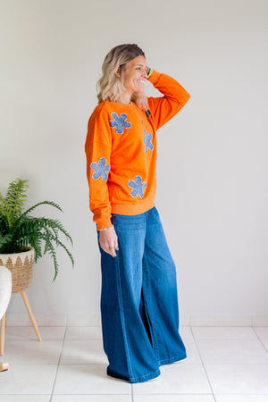 Groovy Denim Bloom Sweatshirt