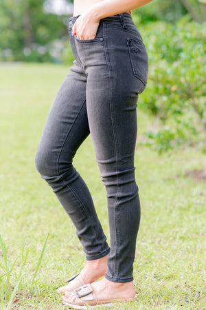Judy Blue Mid Rise Tummy Control Sideline Sleek Skinnies