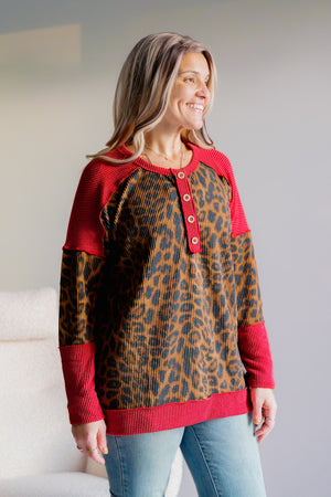 Wild Sleigh Ribbed Knit Top