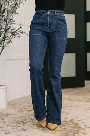 Judy Blue High Waist Flare with Patch Pocket Jeans