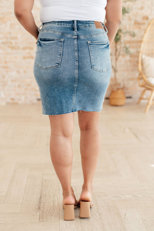Judy Blue High Rise Rigid Distressed Magic Denim Skirt