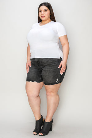 Judy Blue High Waisted Rigid Magic Jean Shorts In Washed Black