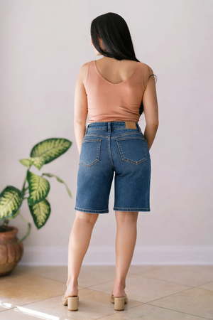 Judy Blue High Waist Relaxed Bermuda Jean Jort Shorts