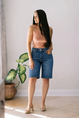 Judy Blue High Waist Relaxed Bermuda Jean Jort Shorts
