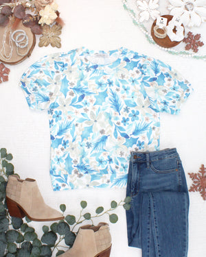 PREBOOK Katie Cozy Top - Winter Blue Floral