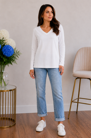 Keep It Classic Long Sleeve Top White