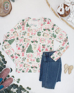 Larissa Long Sleeve - Pink Pine Noel by Michelle Mae