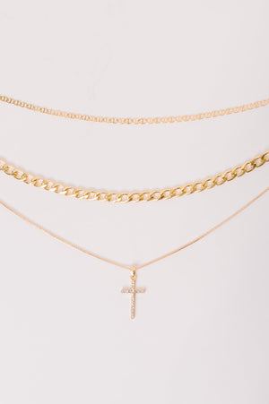 Layered Faith Necklace in Gold
