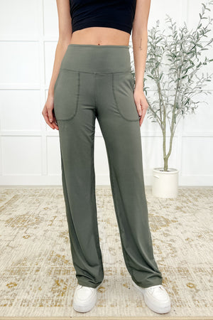 Leg Day Legends Straight Leg Bottoms in Grey Sage by Rae Mode