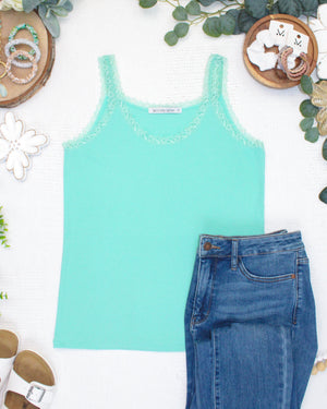 PREBOOK Lexi Lace Tank - Seafoam