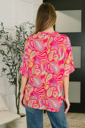 Lizzy Breeze Top in Hot Pink Paisley by Dear Scarlett