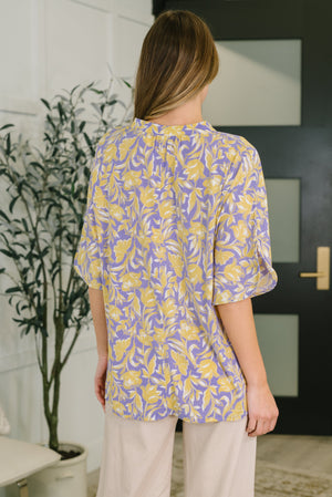Lizzy Breeze Top in Purple and Yellow Floral by Dear Scarlett