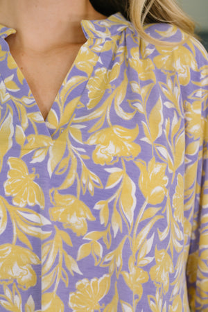 Lizzy Breeze Top in Purple and Yellow Floral by Dear Scarlett