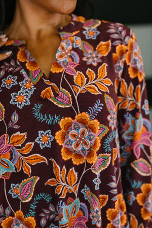 Lizzy Long Sleeve Dress in Chocolate Floral by Dear Scarlett
