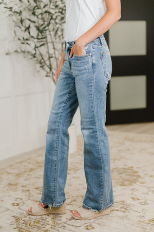 Judy Blue Mid Rise Vintage Wash Destroy Hem Bootcut Jeans