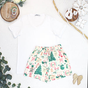 Jamie Lounge Shorts - Pink Pine Noel by Michelle Mae