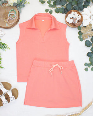 PREBOOK Luxe Collar Tank/Skort Set - Coral
