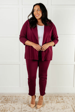 Magic Ankle Crop Skinny Pants in Wine by Dear Scarlett