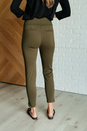 Magic Ankle Crop Skinny Pants in Olive by Dear Scarlett