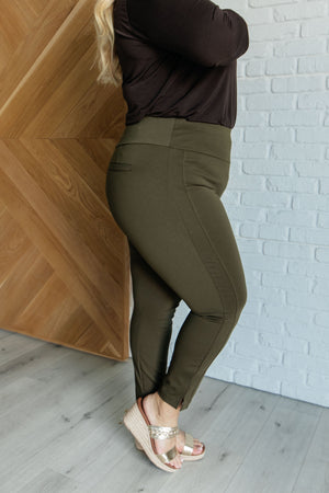 Magic Ankle Crop Skinny Pants in Olive by Dear Scarlett