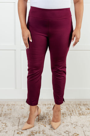 Magic Ankle Crop Skinny Pants in Wine by Dear Scarlett