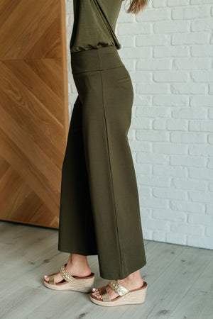 Magic Wide Leg Crop Pants in Olive by Dear Scarlett