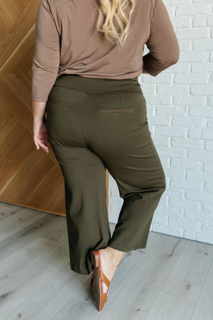 Magic Wide Leg Crop Pants in Olive by Dear Scarlett