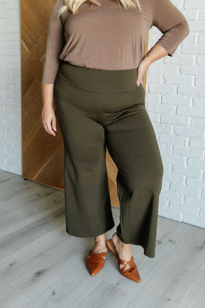 Magic Wide Leg Crop Pants in Olive by Dear Scarlett