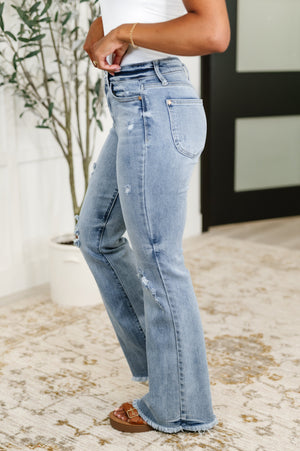 Judy Blue High Waist Fray Hem With Shield Pockets Flare Jeans Tall (33" Inseam)