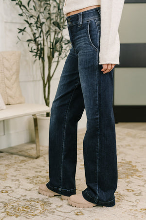 Judy Blue High Waist Trouser Wide Leg Jeans - Reg inseam 33"