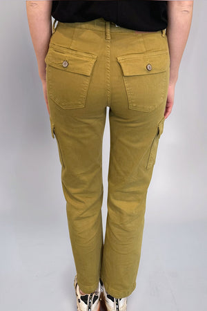 Judy Blue High Waist Straight Leg Cargo Jeans in Matcha Green