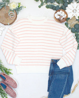 PREBOOK Melody Micro Stripe Knit Sweater - Pink and White