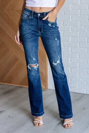 Judy Blue Mid Rise Hand Sand & Destroy Bootcut Jeans