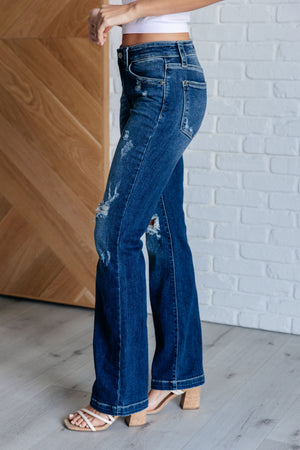 Judy Blue Mid Rise Hand Sand & Destroy Bootcut Jeans