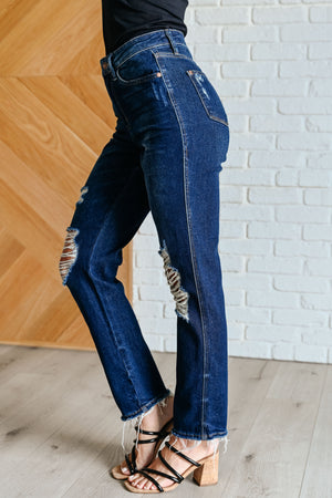 Judy Blue High Waist Rigid Magic Distressed Straight Jeans