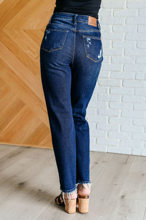 Judy Blue High Waist Rigid Magic Distressed Straight Jeans