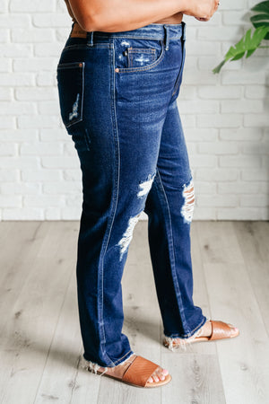 Judy Blue High Waist Rigid Magic Distressed Straight Jeans