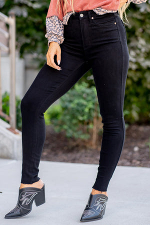 Judy Blue High Waist Tummy Control Midnight Black Shield Pockets Skinny Jeans