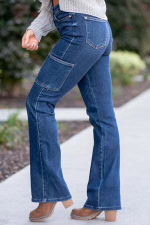 Judy Blue High Waist Dark Wash Cargo Bootcuts