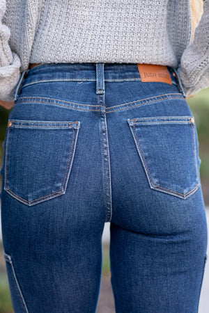 Judy Blue High Waist Dark Wash Cargo Bootcuts