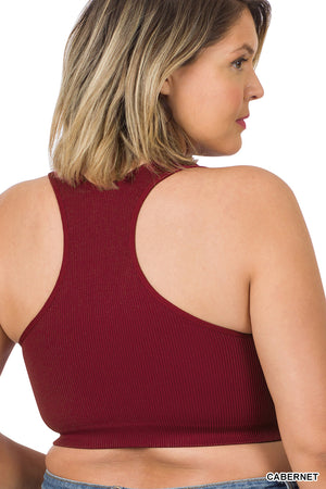 Curvy Ribbed Cropped Racerback Tank Top bralette Brami by Zenana 54014X
