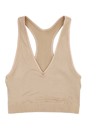 Ribbed Padded Cropped Racerback Tank Top bralette Brami by Zenana 6133