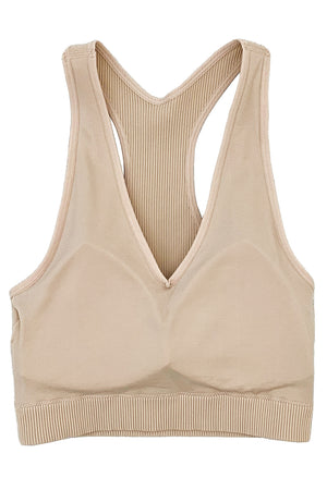 Ribbed Padded Cropped Racerback Tank Top bralette Brami by Zenana 6133
