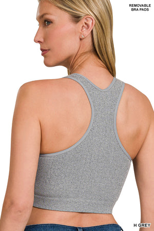 Ribbed Padded Cropped Racerback Tank Top bralette Brami by Zenana 6133